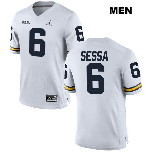 Men's NCAA Michigan Wolverines Michael Sessa #6 White Jordan Brand Authentic Stitched Football College Jersey JG25Z41PX